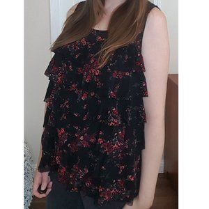 New Apt 9 Black Red Floral Ruffle Blouse 1X Khol's